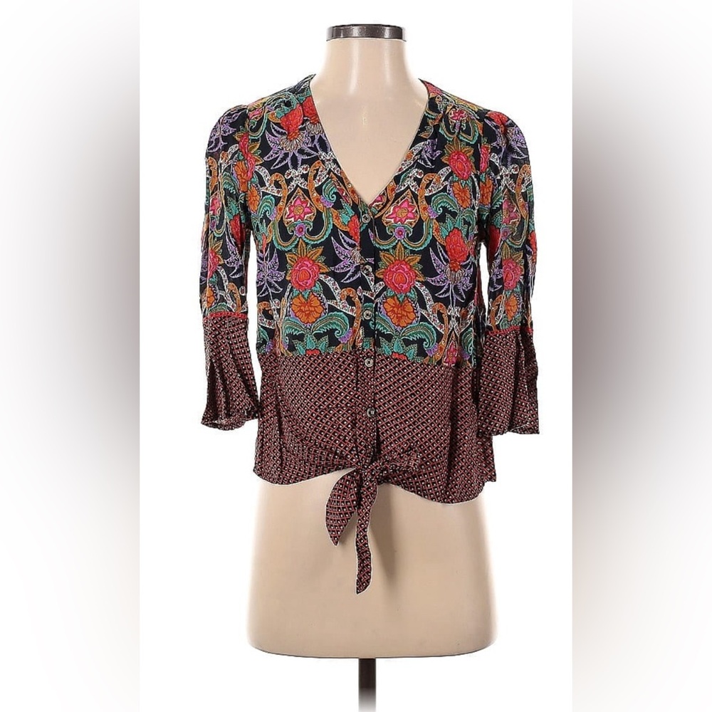 Maeve (Anthropologie) Mixed Media Paisley Floral Blouse Size Medium